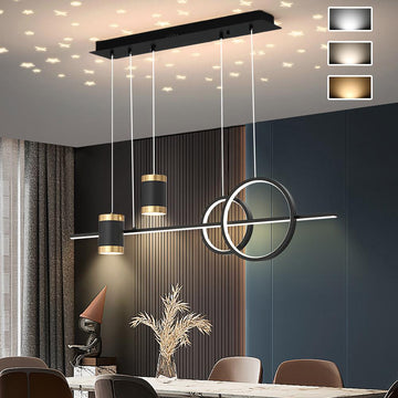 Geometric Black Kitchen Island light Starry Reflection Hanging Light 3-Way Dimmable